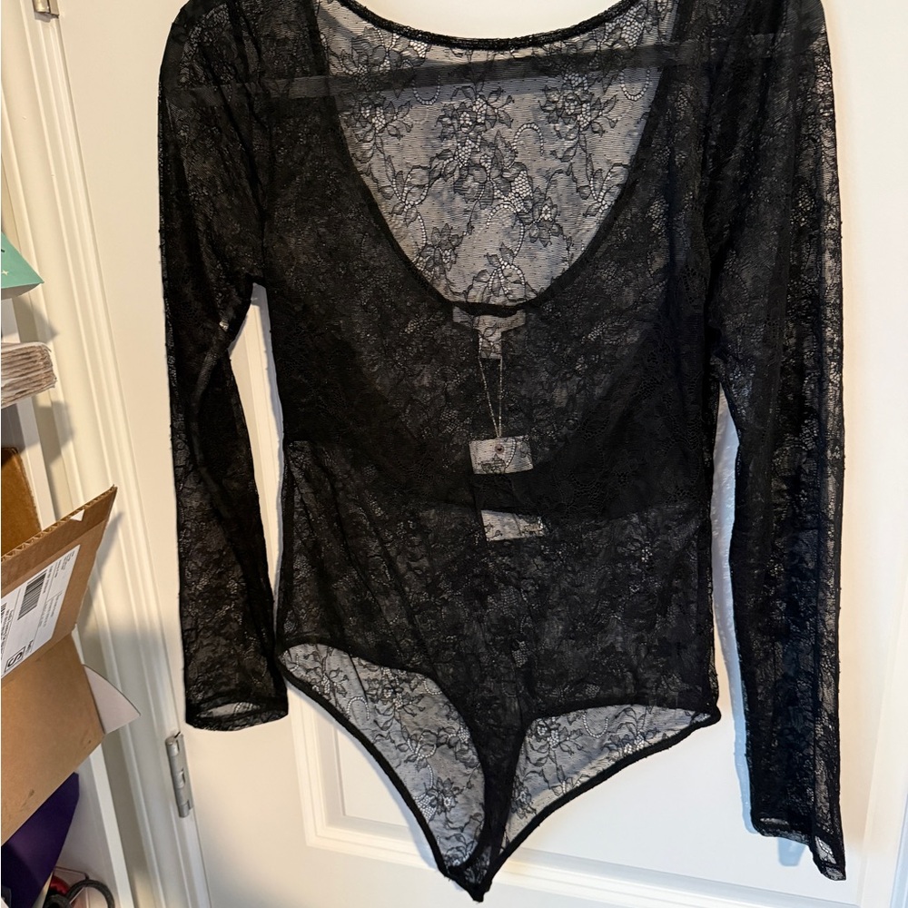 NWT Black Lace Bodysuit- Large